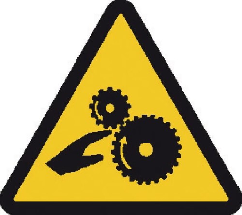 Naklejka "Uwaga wirujące koła zębate" WB250298 - Intertraktor