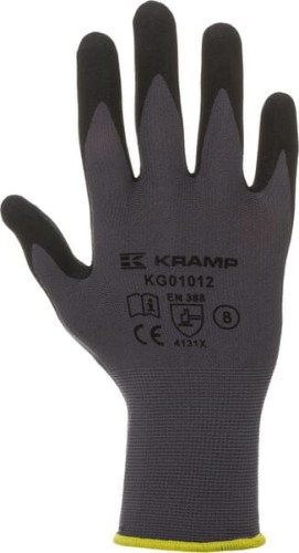 Rękawice robocze, szare  Nylon 13G powlekane pianką nitrylową, roz. 9/L Protect Kramp KG0101209 - Intertraktor