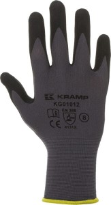Rękawice robocze, szare  Nylon 13G powlekane pianką nitrylową, roz. 7/S Protect Kramp KG0101207