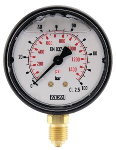 Manometr glicerynowy, Ø 63 mm 0-100 bar, przyłącze dolne 1/4" MA63100L04PLGF