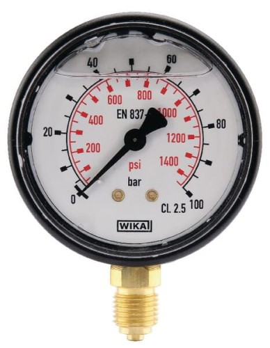 Manometr glicerynowy, Ø 63 mm 0-100 bar, przyłącze dolne 1/4" MA63100L04PLGF - Intertraktor