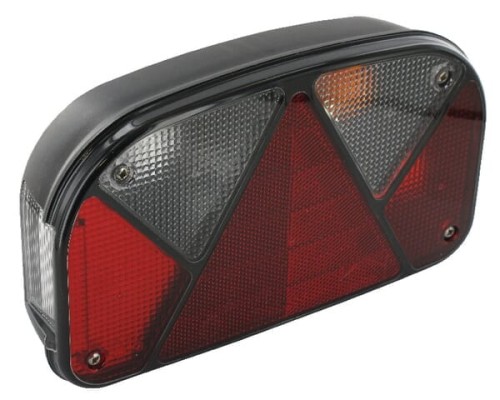 Lampa zespolona tylna, prawa prostokątna 12V czerwona/przezroczysta przykręcana 240x52 mm Bayonet 5-pin Multipoint II Aspöck 247210007 - Intertraktor