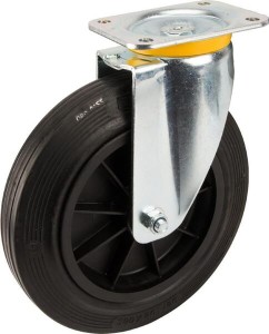 Koła skrętne z czarnymi oponami gumowymi 4680PVR250P63