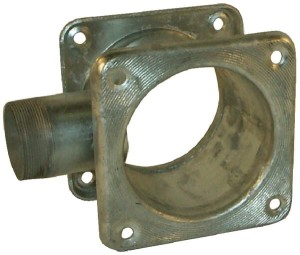 Łącznik z 2 kołnierzami czworokątnymi i rurą wylotową ocynk, 6" + wylot 2" 6303002Z
