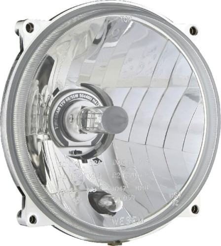 Reflektor przedni halogenowy, okrągły 12/24V H4, R2, W5W Ø 139/131x75 mm Kramp LA80151 - Intertraktor