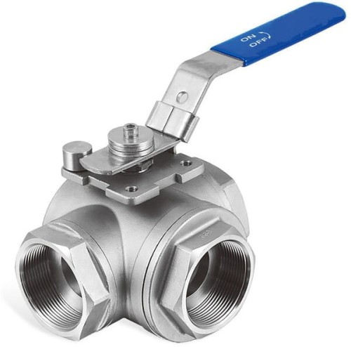 Zawór kulowy 3-drożny T 1/4" ze stali nierdzewnej BV3T14FSS - Intertraktor