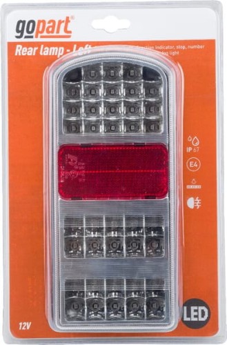 Lampa tylna przyczepy LED, prostokątna, 12V, lewa, 235 x 105 x 53 mm, Bayonet 5-pin, gopart LA91261L - Intertraktor