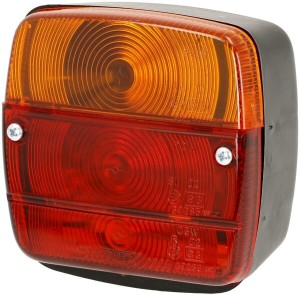 Lampa tylna zespolona, lewa, kwadratowa 12/24V, czerwona/pomarańczowa, przykręcana LA11004