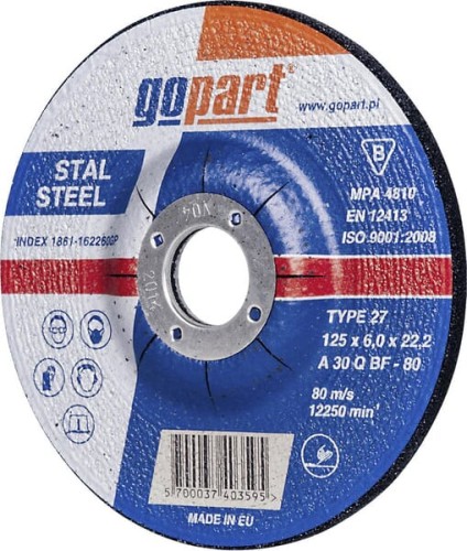 Tarcza do szlifowania stali gopart, wypukła 125 x 6 x 22 1861162260GP - Intertraktor