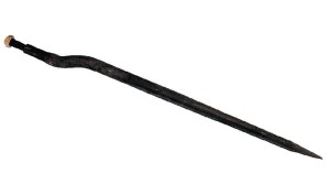 Ząb ładowacza, wygięty: 45 mm profil podwójne T 36x880 mm końcówka szpiczasta z nakrętką M22x1.5 czarny Trioliet-Mullos KT4
