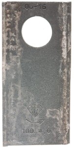 Nożyk kosiarki rotacyjnej lewy 100x48x4 mm otwór Ø 21 mm okrągły pasuje do Pöttinger 25 szt. 434977KR