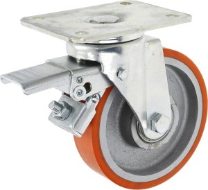 Koło skrętne PU Ø 150x40 mm z hamulcem, podstawa montażowa: 140x110 mm nośność 400 kg Ro-Carr WH700P150