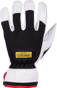 Rękawice robocze, czarno/białe, skóra/Elastan roz. 8/M Protect Kramp KG0301008