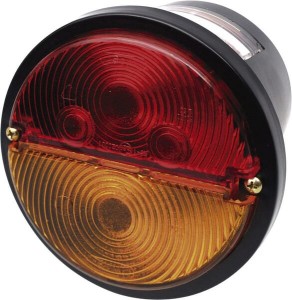 Lampa tylna zespolona, lewa, okrągła, Ø 132 mm pomarańczowa/czerwona, przykręcana Waś 1400681100