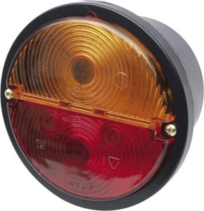 Lampa tylna zespolona, prawa, okrągła, Ø 132 mm pomarańczowa/czerwona, przykręcana Waś 1400681110