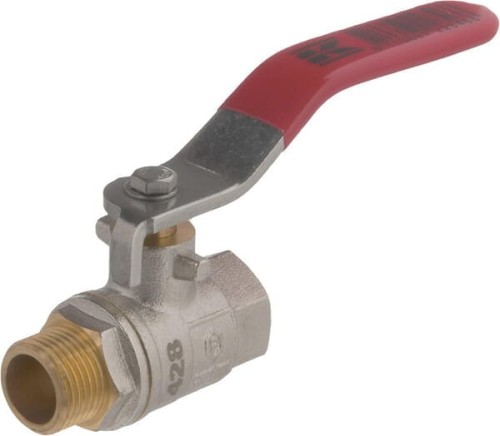 Zawór kulowy BSP gwint wewnętrzny/zewnętrzny, 3/8" + uchwyt stalowy KS38MKR - Intertraktor