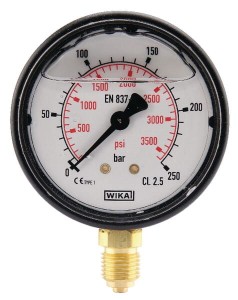 Manometr glicerynowy, Ø 63 mm 0-250 bar, przyłącze dolne 1/4" MA63250L04PLGF