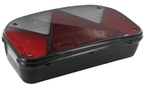 Lampa zespolona tylna, prawa prostokątna 12V czerwona/przezroczysta przykręcana 240x52 mm Bayonet 5-pin, Multipoint II Aspöck 247200007 - Intertraktor