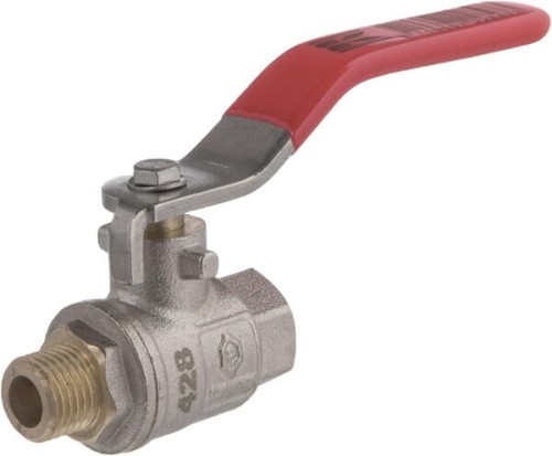 Zawór kulowy BSP gwint wewnętrzny/zewnętrzny, 1/4" + uchwyt stalowy KS14MKR - Intertraktor