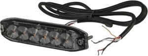 Flashing warning light LED, rectangular, 10/30V, orange, 130x30x7mm, 6 LED"s, Kramp LA200763M