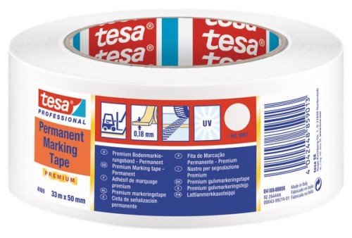 Taśma do znakowania podłóg PCW, biała, 33 m x 50 mm, TesaFLEX® T041690005693 - Intertraktor