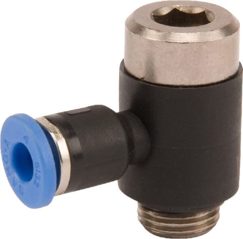 Złącze wtykowe kątowe, 4 mm gwint zew. 1/8" Kramp BCS418PB - Intertraktor