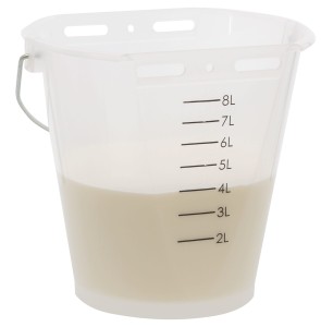 Wiadro do pojenia cieląt, "Food Safe", ze skalą, 13 l, transparentne, białe, Kerbl