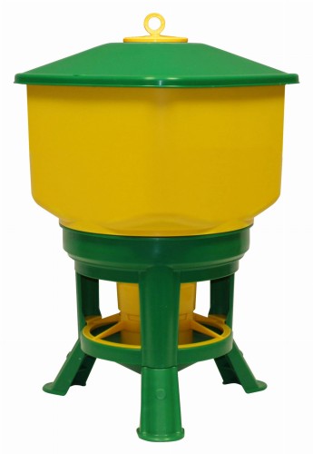 Karmidło automatyczne dla drobiu, duże, 40 l, zielono-żółte, Novital - Intertraktor
