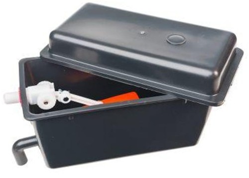 Zbiornik na wodę dla królików, z pokrywą i zaworem kątowym 2x Ø 22 mm, czarny, 8 l, Novital - Intertraktor
