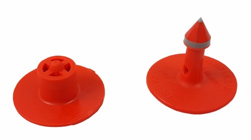 Kolczyk dla trzody Multiflex R, część męska i żeńska, czerwony, czysty, Caisley - Intertraktor