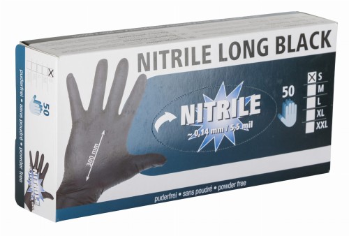 Rękawice Nitrile Long Black, roz. XXL, czarne, 50 szt., Kerbl - Intertraktor