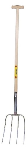 Widły z trzonkiem z drewna jesionowego lakierowanego w kształcie litery T, 110 cm, 4 zęby, 31 x 23 c - Intertraktor