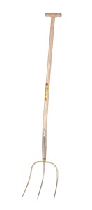 Widły z trzonkiem z drewna jesionowego lakierowanego w kształcie litery T, 110 cm, 3 zęby, 28 x 25 c
