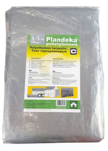 Plandeka 3x5 m, 120 g, srebrna, PE, Can Agri - Intertraktor