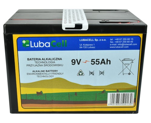Bateria alkaliczna do elektryzatora, 9 V, 55 Ah, Lubacell - Intertraktor