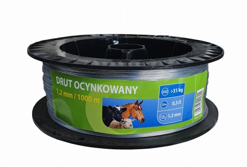 Drut ocynkowany do ogrodzeń elektrycznych dla koni i bydła, 1,2 mm, 1000 m, Can Agri - Intertraktor