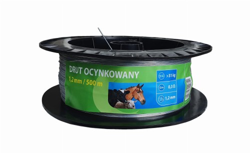 Drut ocynkowany do ogrodzeń elektrycznych dla koni i bydła, 1,2 mm, 500 m, Can Agri - Intertraktor