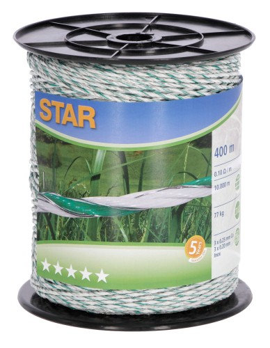 Plecionka ogrodzeniowa STAR, 400 m x 2,2 mm, biało-zielona, Kerbl - Intertraktor