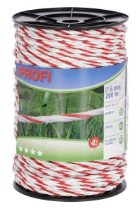 Linka PROFI 200 m, 6 mm, 6 x 0,30 mm, biało-czerwona