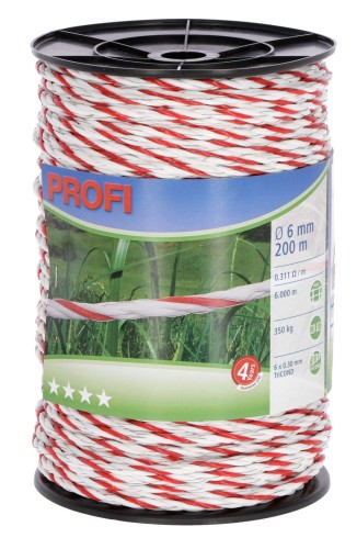 Linka PROFI 200 m, 6 mm, 6 x 0,30 mm, biało-czerwona - Intertraktor