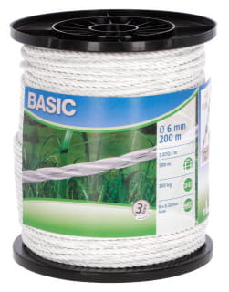 Linka ogrodzeniowa BASIC, 200 m x 6 mm, biała, Kerbl - Intertraktor