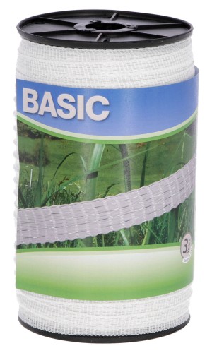 Taśma ogrodzeniowa BASIC, 200m x 10mm, biała, Kerbl - Intertraktor