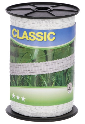 Taśma ogrodzeniowa CLASSIC, 200m x 10mm, biała, Kerbl - Intertraktor