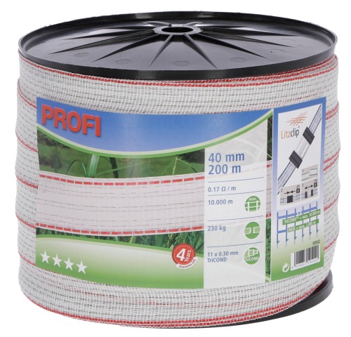 Taśma ogrodzeniowa PROFI, 200m x 40mm, biało-czerwona, Kerbl - Intertraktor