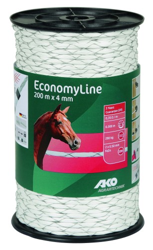 Linka ogrodzeniowa ECONOMY 200 m, 4 mm, biała, Kerbl - Intertraktor