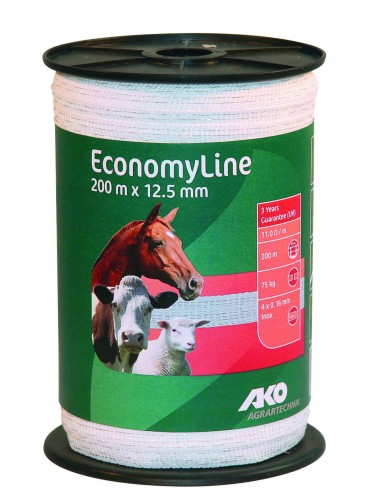 Taśma ogrodzeniowa ECONOMY, 200m x 12,5mm, biała, Kerbl - Intertraktor