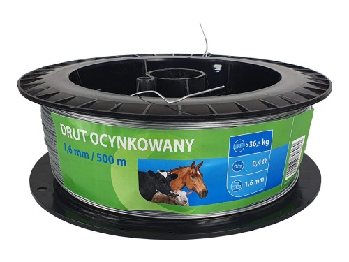 Drut ocynkowany do ogrodzeń elektrycznych dla koni i bydła, 1,6 mm, 500 m, Can Agri - Intertraktor