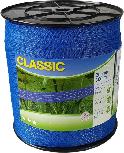 Taśma ogrodzeniowa CLASSIC, 500 m x 20 mm, niebieska, Kerbl - Intertraktor