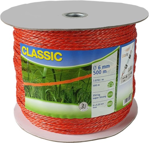 Linka ogrodzeniowa CLASSIC, 500 m x 6 mm, pomarańczowa, Kerbl - Intertraktor