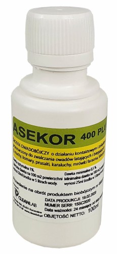 Środek owadobójczy na owady biegające i latające ASEKOR 400 Plus, koncentrat, 100 ml - Intertraktor